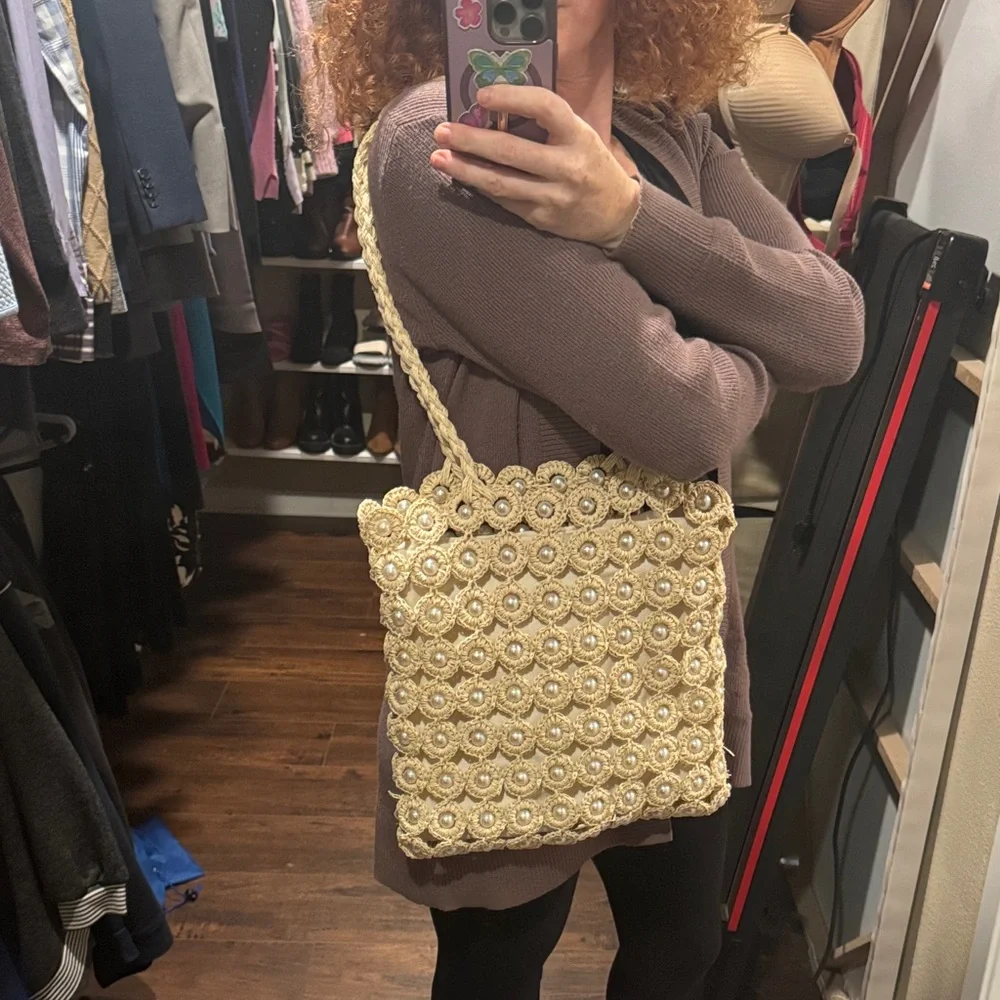 Haute Hippie Cream Crochet Shoulder Bag - Picture 2 of 4